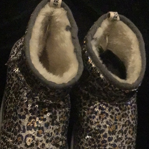 Sequin shortie boots blue silver and gold flecks size 10 - Picture 2 of 4
